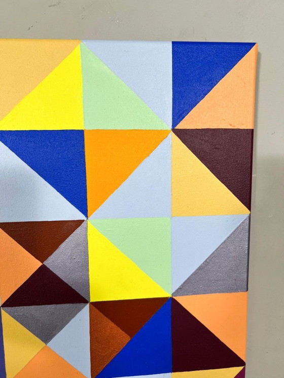Image 1 of Lena László, acrylique sur toile, 'Exactly 299 triangles