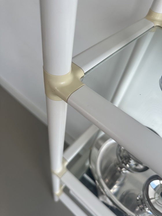 Image 1 of Scaffale vintage retrò Space Age in vetro acrilico bianco crema