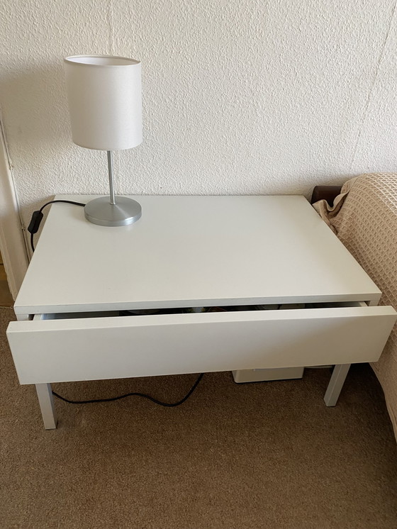 Image 1 of White Lacquered Nightstand From Interlubke With Drawer