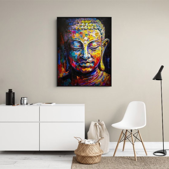 Image 1 of Unique hand-painted Buddha painting “Eternal Calm” – Seksak Jaichumchen – 80×100 cm