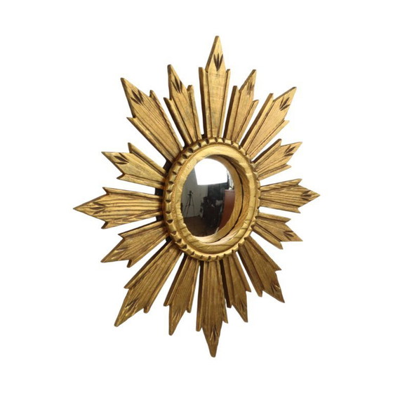 Image 1 of Vintage Wooden Sunburst Sun Mirror