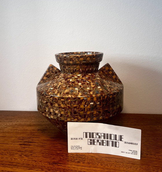 Image 1 of Jean Gerbino Vallauris ceramic vase – mosaic technique – signed