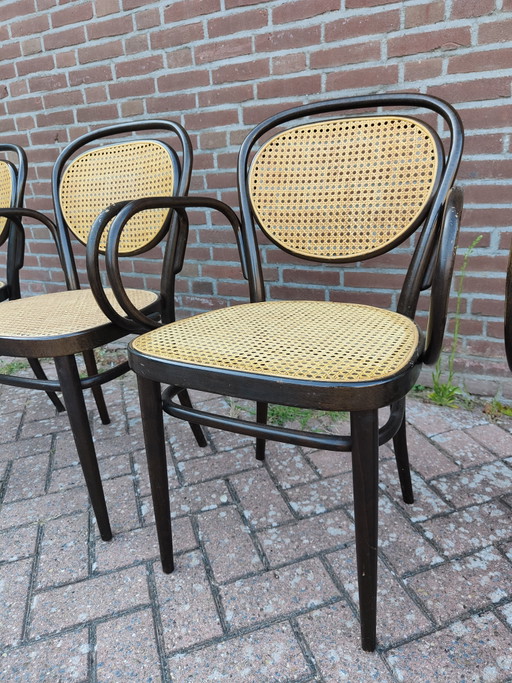 Set di 4 poltrone originali Thonet 215 RF in legno curvato – Design vintage – eetkamerstoelen, Wood