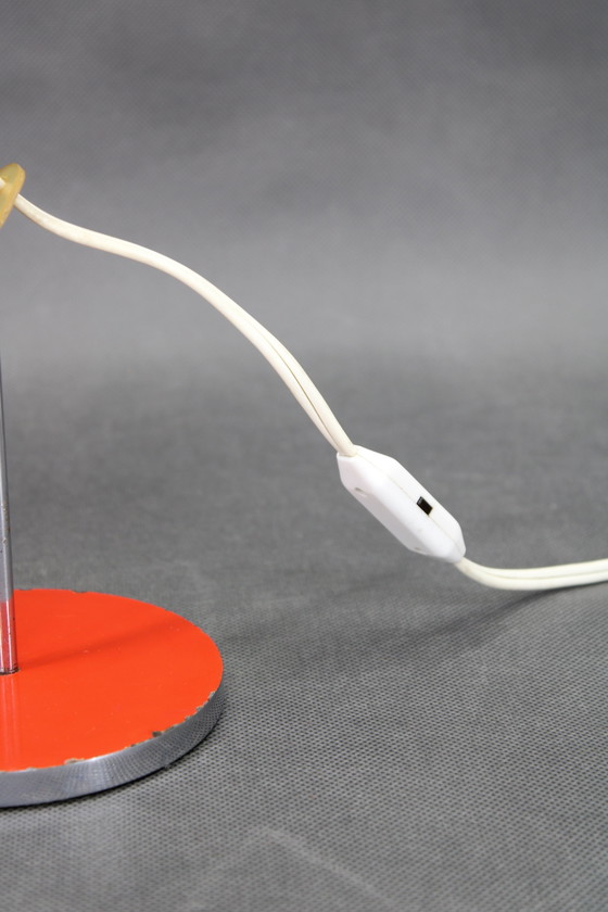 Image 1 of 1960er Josef Hurka Rote Tischlampe für Lidokov, Tschechoslowakei