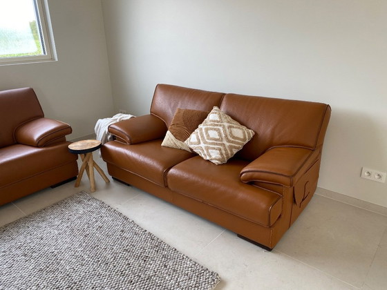 Image 1 of 2x Leather sofa 2.5 seats Rivet-Lozano