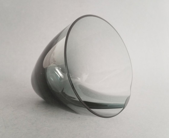 Image 1 of Rare SGHR Sugahara Japanese organic handmade blue smoked glass 'old fashioned' glass set Japan 1970s