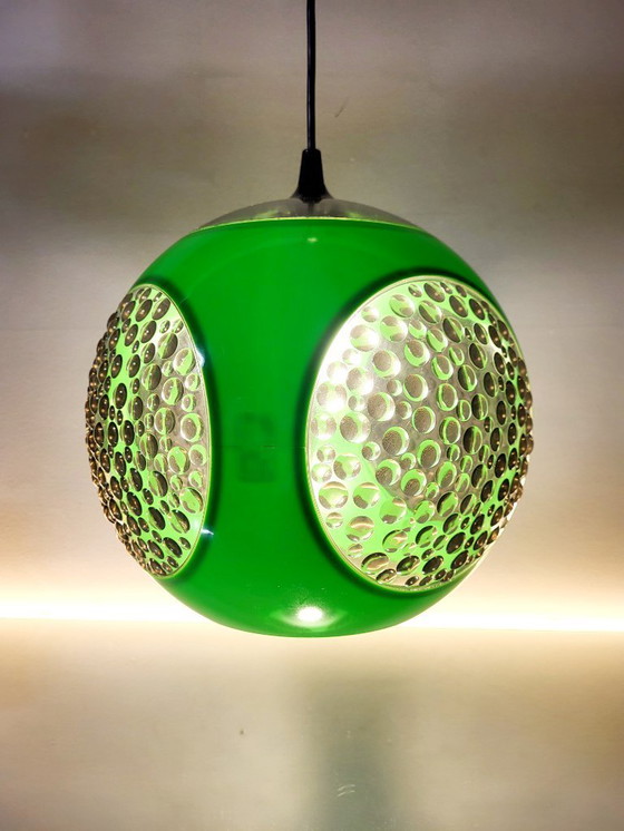 Image 1 of Space age hanglamp, Bug eye, Massive, groen, België, jaren 1970