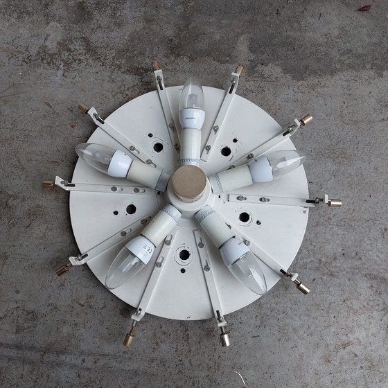 Image 1 of Vintage Kaiser Leuchten ijsglas plafondlamp 