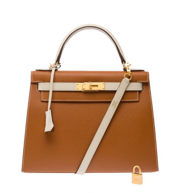 Image 1 of Sac Hermes Kelly 28 en Cuir Doré - 103452