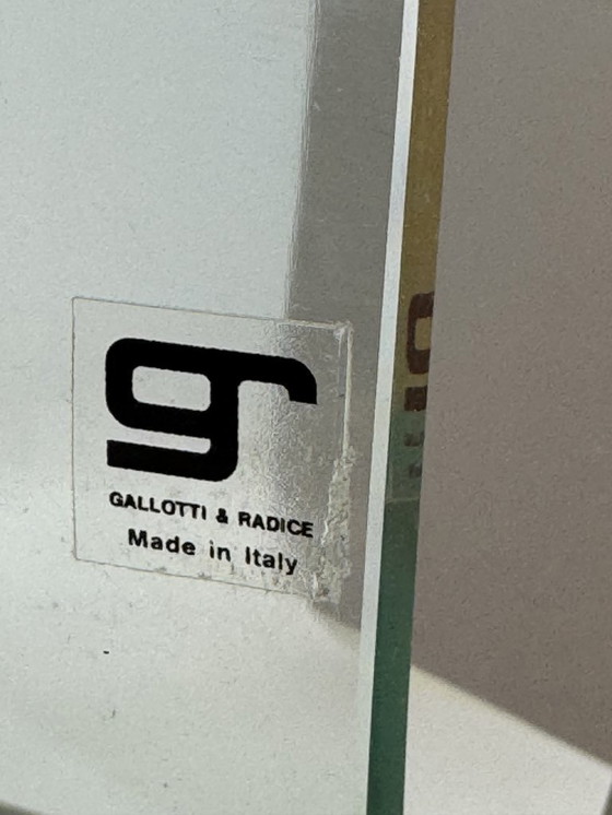 Image 1 of Mid-Century Italian Design Glass and Chrome Magazine Rack with Brass Accdents by Gallotti & Radice, Italy 1970s.