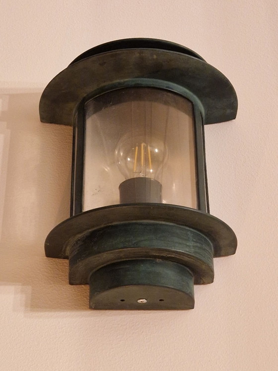 Old outdoor lamp - 1930s style - Art Deco - Germany – Wall lights, Glass, Metal (photo 2 of 11)