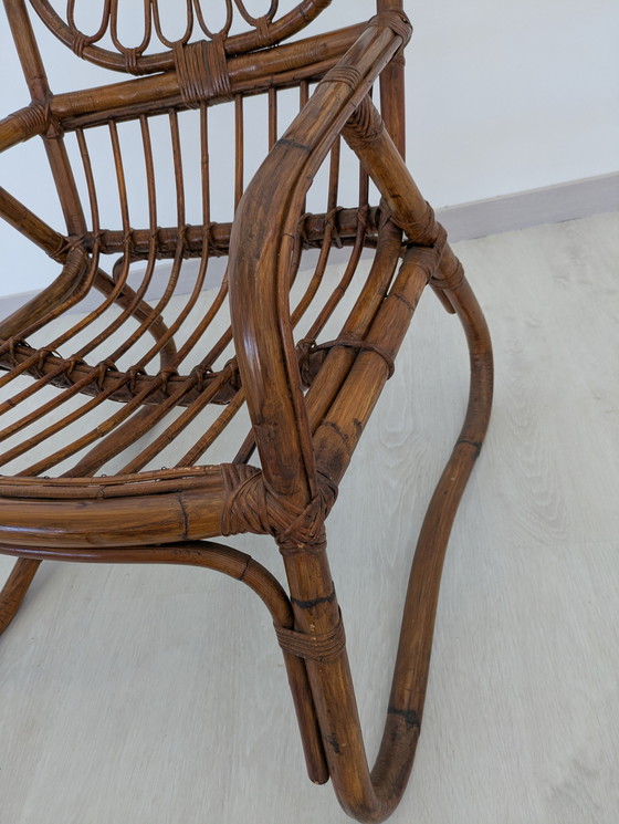 Image 1 of Salon en bambou - Fauteuils, table basse et porte-manteau - Vintage