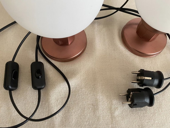 Pair of Vintage KAJ Space Age Table Lamps, Yugoslavia, 1970s, Svetila KAJ, Metal, Glass, White (photo 6 of 9)