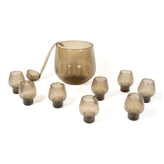 Orangenlimonaden-Set aus Blasenglas von Verrerie de Biot, ca. 1970 – Gläser & Karaffe (photo 3 of 8)