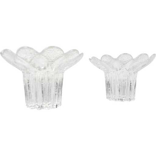 Pair of vintage crystal glass candlesticks by Lausitzer, Germany 1980