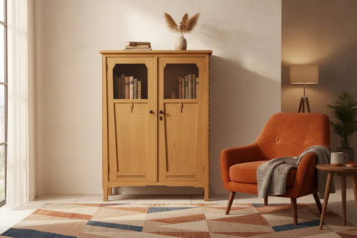 Antiker Schrank der Amsterdamer Schule, Art-Deco-Bücherregal