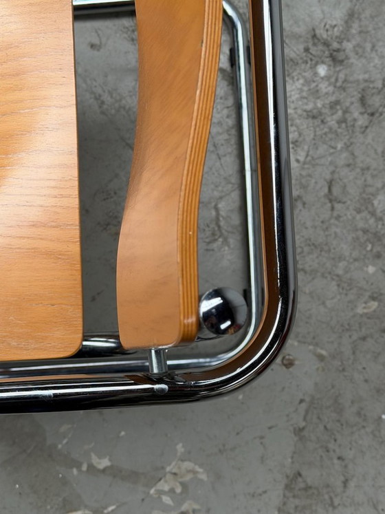 Image 1 of Bauhaus | Sillón modernista italiano | Acero tubular y madera contrachapada | Plurma | Italia | Mart Stam | Cromo