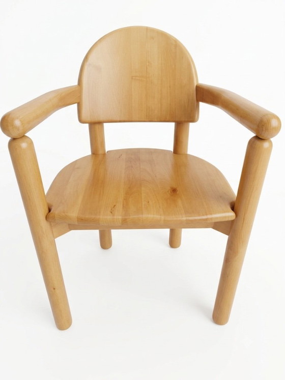 Image 1 of Set van 4 vintage fauteuils – toegeschreven aan Rainer Daumiller – massief beukenhout