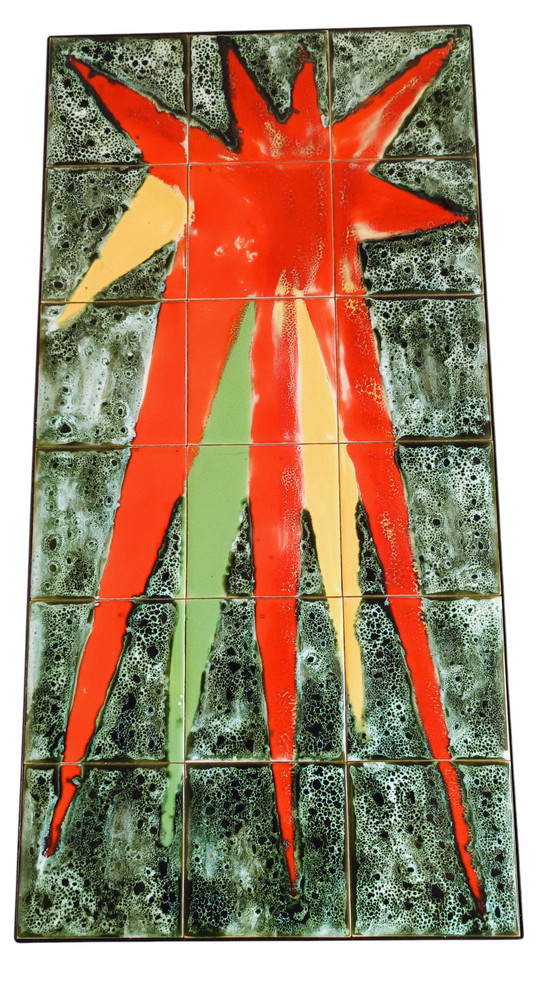 Image 1 of Table basse avec carreaux de céramique avec explosion de couleurs sur