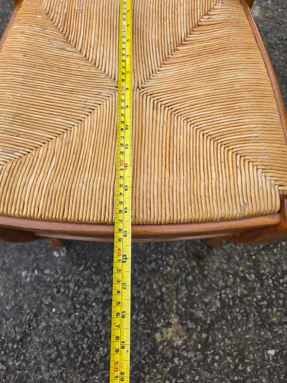 Image 1 of Set aus 6 Kirschholzstühlen mit Strohsitzen aus den 1960er Jahren