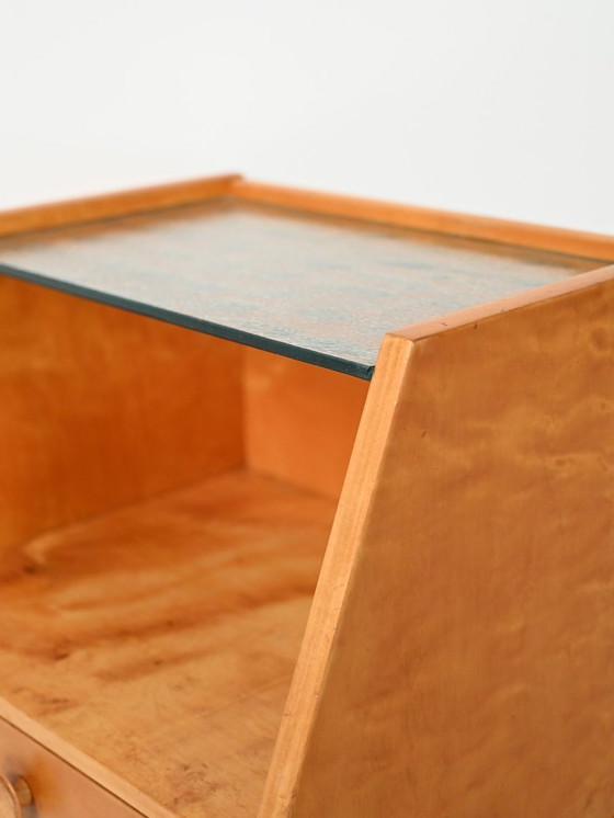 Image 1 of Comodino scandinavo vintage in radica di betulla