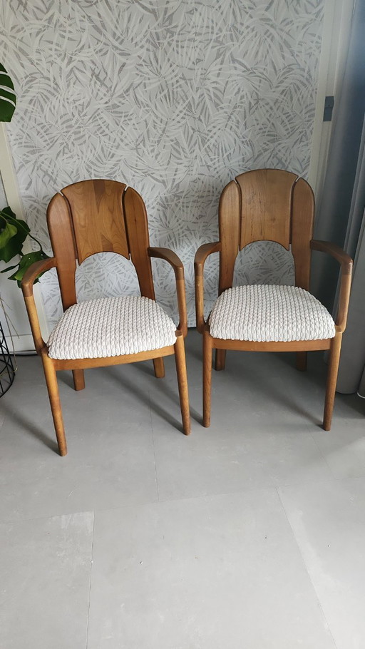 2 alte dänische Sessel - Stil von Niels Koefoed - neu gepolstert in Ecru