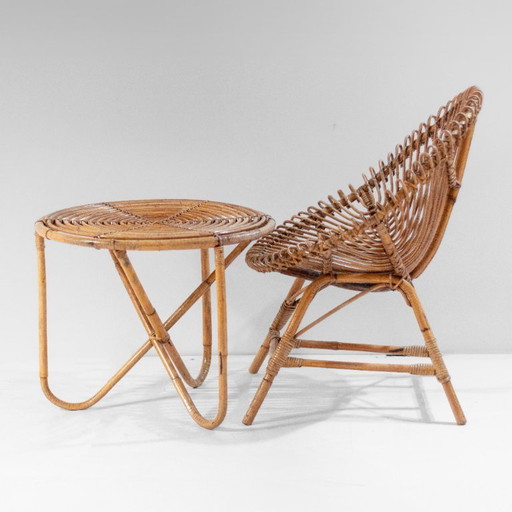 1x Juego de salón de bambú italiano moderno de mediados de siglo de 1960