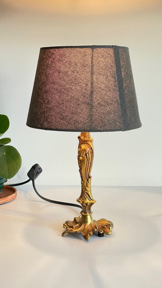 Image 1 of Vintage Bronze Lampe Mit Gold Patina