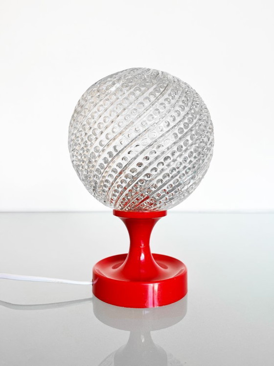 Image 1 of Vintage Hustadt Leuchten red table lamp