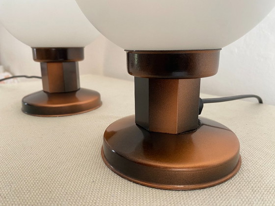 Pair of KAJ Opaline Glass Table Lamps, Slovenia, 1990s – KAJ Dol Pri Hrastniku, Metal (photo 9 of 10)