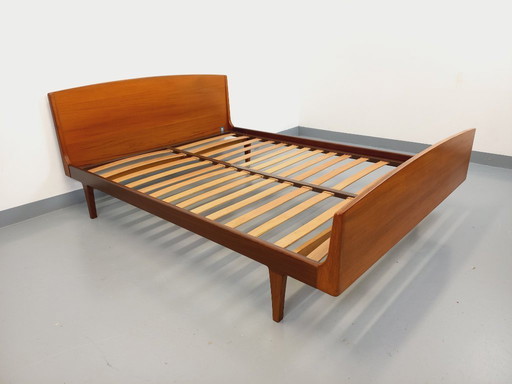 Carlström & Co vintage Scandinavian teak double bed from the 1960s