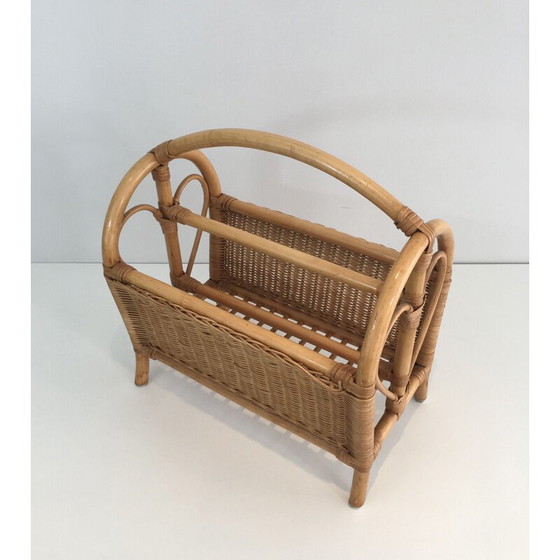 Image 1 of Vintage Rattan magazine rack 1970