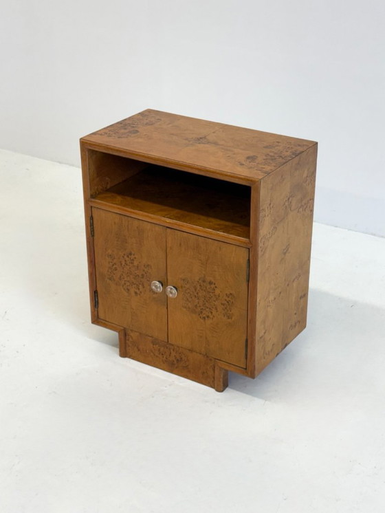Image 1 of Set van twee vintage Art Deco nachtkastjes met wortelhout