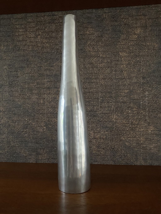 Vintage aluminium long neck vaas jaren 80
