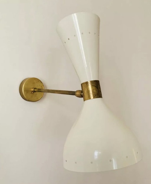 Pair of moonlight white wall lights