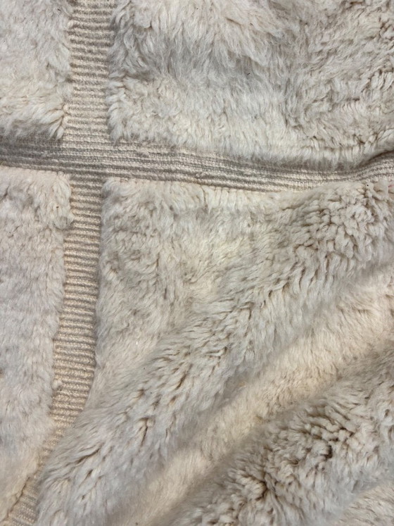 Image 1 of  Moroccan Rug Beni Ouarain Rug Made to Order Handmade Wool Rug Ivory White Shaggy Berber Rug Minimalist Boho Living Room Rug