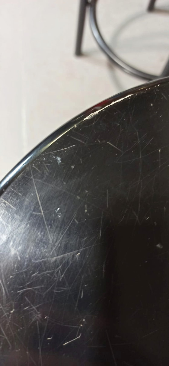 Image 1 of 5 x vintage black round bar stools 