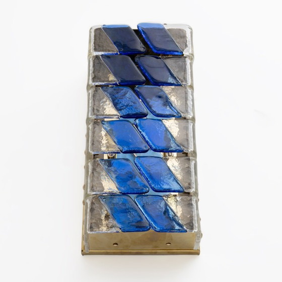 Image 1 of Par de apliques italianos de cristal de Murano y latón de estilo moderno de mediados de siglo