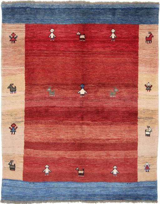 Original Persian carpet Gabbeh Ghashghai Oriental carpet 207 cm x 163 cm Old Natural