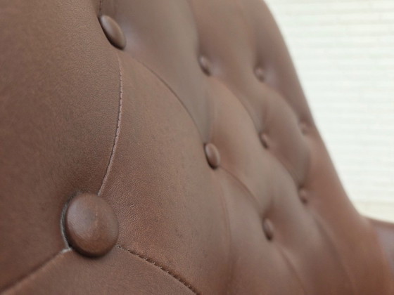 Image 1 of Anni '70, poltrona danese, rivestimento originale in pelle marrone.