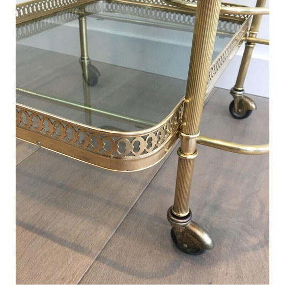 Image 1 of Vintage brass coffee table with neoclassical top, 1940