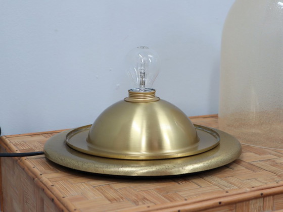 Image 1 of Paar La Murrina koepellampen uit de jaren 70, pulegoso glas en verguld messing