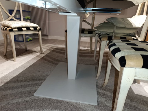 Roche Bobois - Tavolo da pranzo rettangolare in ceramica con prolunga / base laccata