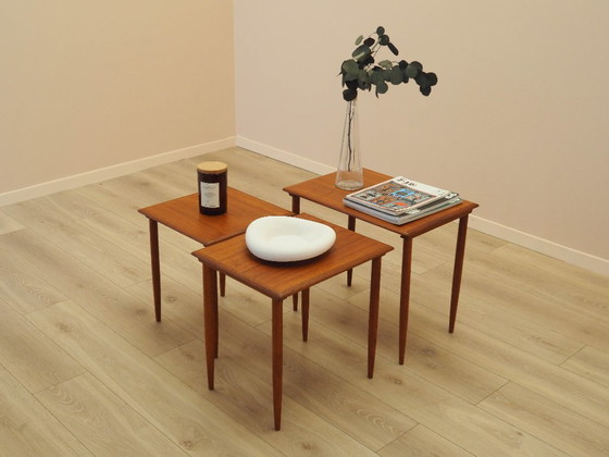 Image 1 of Set van teakhouten bijzettafels, Deens design, jaren 70, gemaakt in Denemarken.