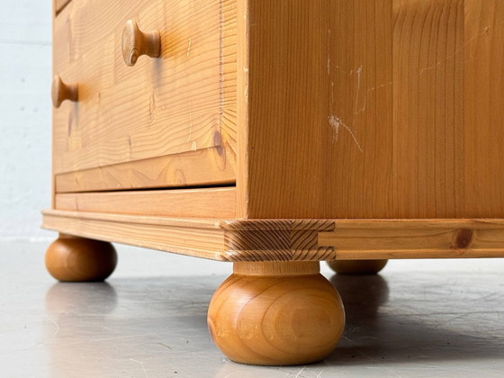 Solid Pine Chest of Drawers with 2 Drawers, Country Style, 1990s, Sideboard, Wood, Beige (photo 13 of 15)