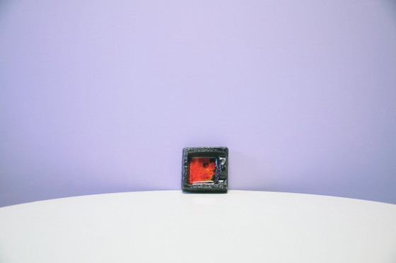 Vintage coarse black & orange-red ashtray, Bowls, Ceramic, Mid Century Modern (photo 2 of 5)