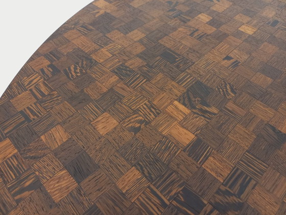 Image 1 of Vintage Round Tulip Dining Table by Dieter Wackerlin in Knoll Style from the 60s-70s in Wood Mosaic and Cast Aluminum