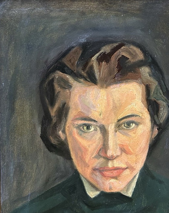 Image 1 of Antiek vrouwenportretschilderij uit het einde van de 19e eeuw