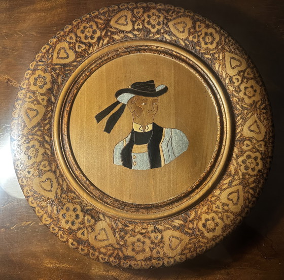 Image 1 of 2 Vintage Folk Art Plates - Breton Couple