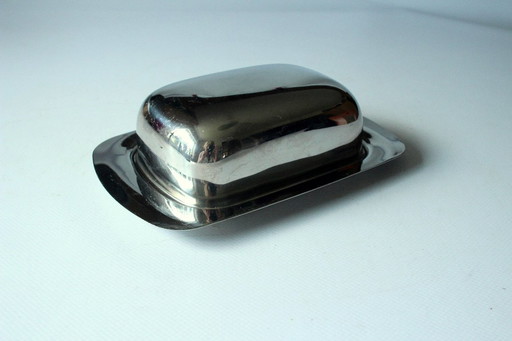 Beurrier vintage en acier inoxydable - stainless steel butter dish